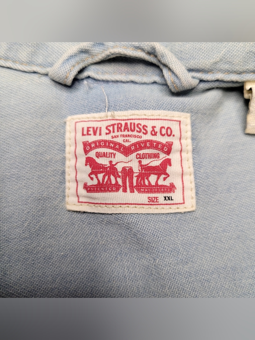 Levi's Light Wash Denim Western Snap Button Down Shirt 100% Cotton Shacket - Picture 14 of 14